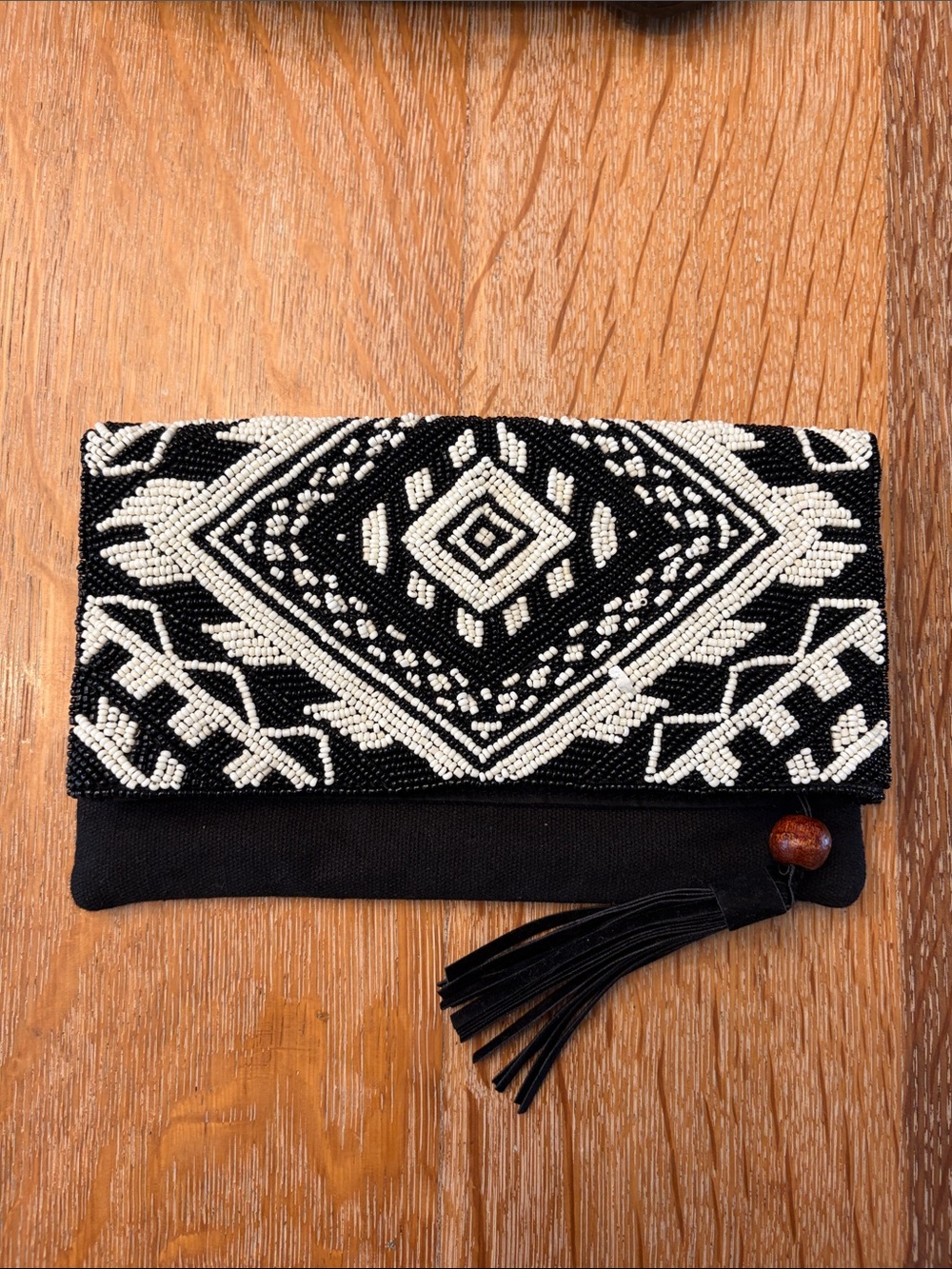 Ripcurl Black & White Beaded Envelope Clutch - Women Bags